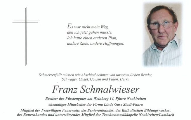 Nachruf Franz Schmalwieser